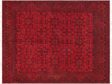 handmade Tribal Biljik Khal Muhammadi Red Black Hand Knotted RECTANGLE 100% WOOL area rug 5x6